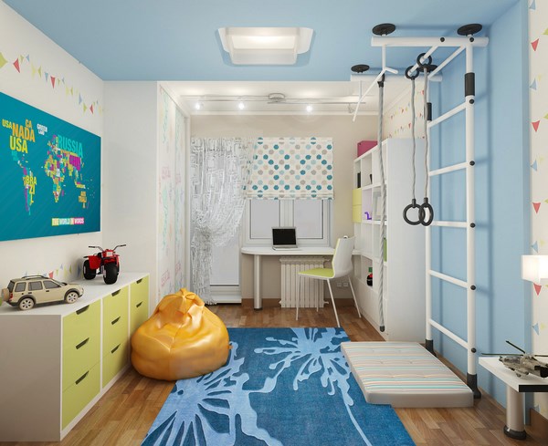 boys bedroom ideas blue wall color and carpet white furniture