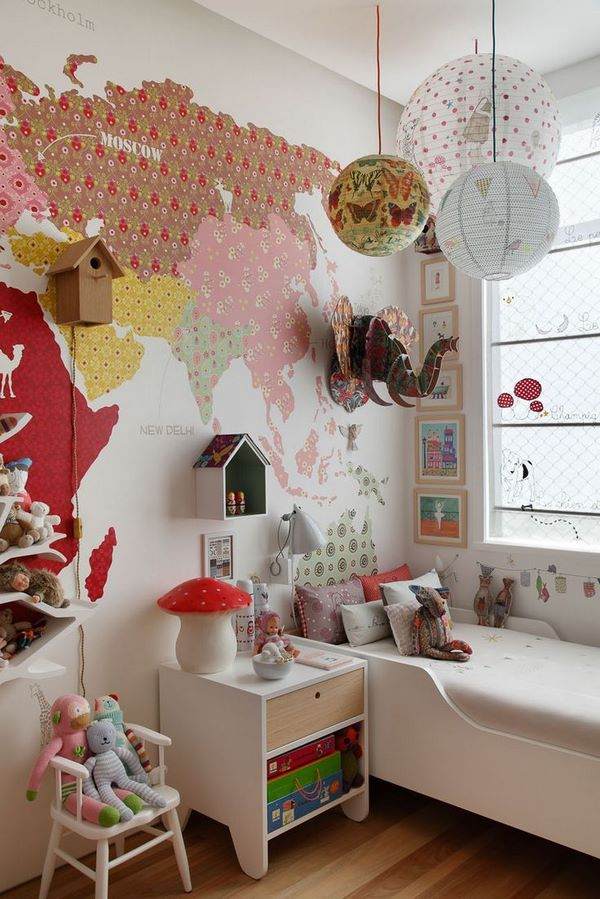 child room wall decoration original wallpaper with map