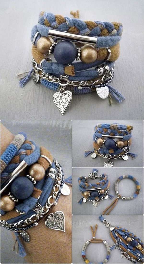creative old jeans craft ideas DIY jewelry bracelets