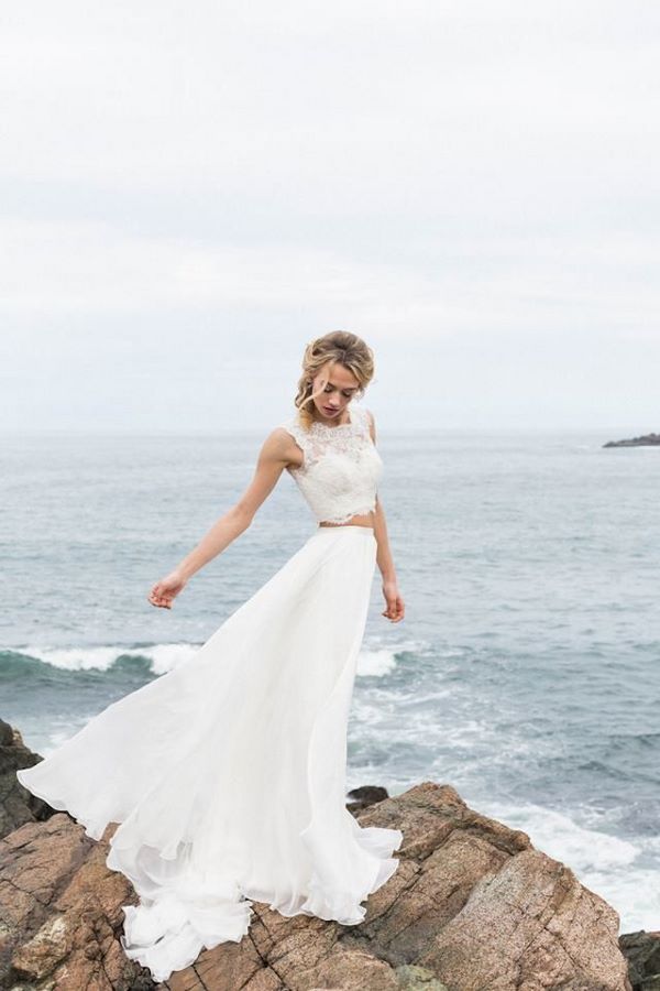 crop top dress beach wedding brides