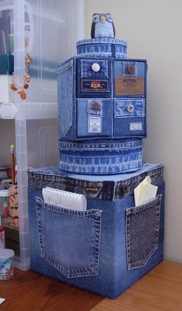 denim storage boxes creative craft ideas repurpose old jeans