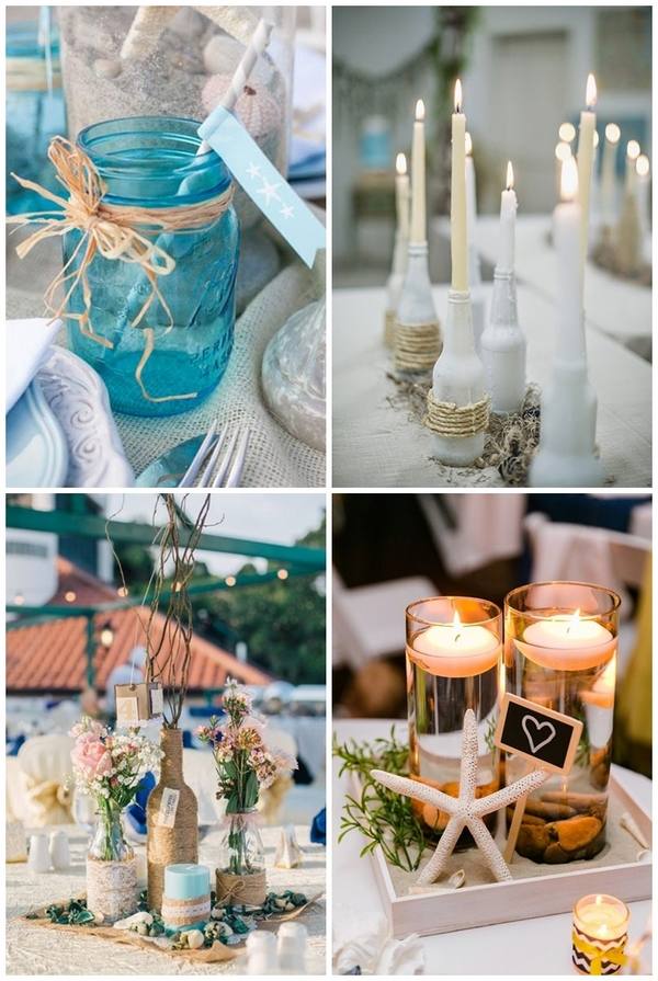 easy and creative DIY table decorations for beach weddings
