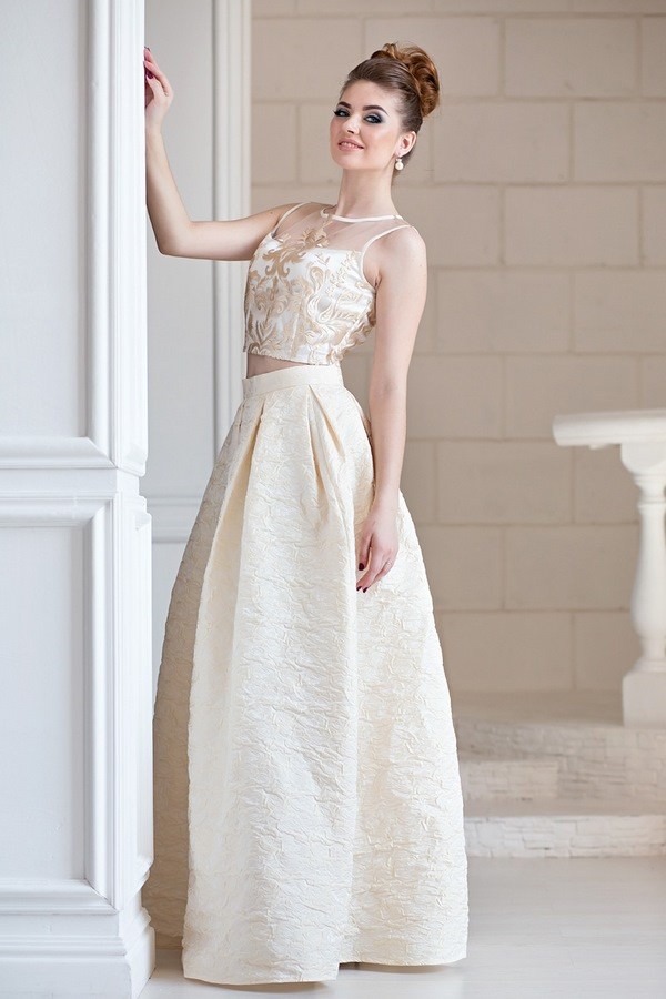 elegant two piece bridal dress ideas