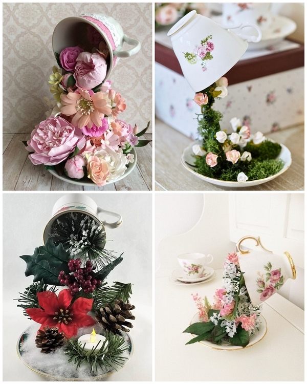 floating teacups craft ideas DIY home decorations