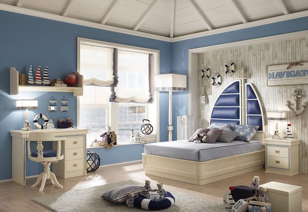 marine theme bedroom in blue and white cool kids rooms ideas