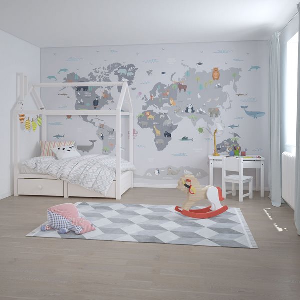 Montessori bedroom ideas house bed wall decor world map
