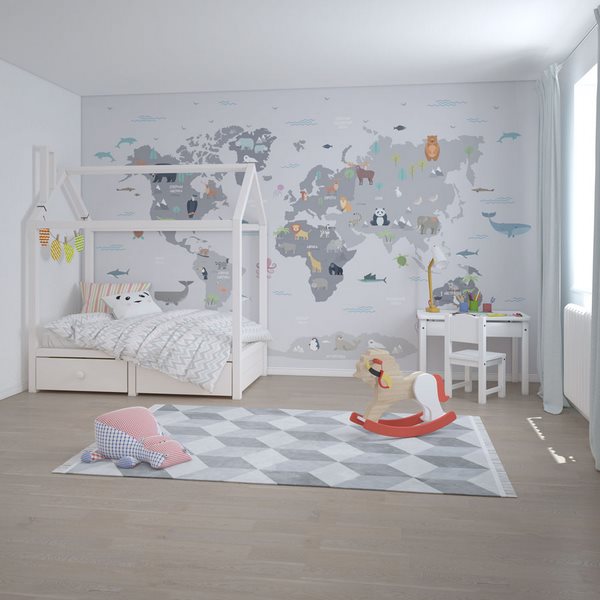 Montessori-bedroom-ideas-house-bed-wall-decor-world-map