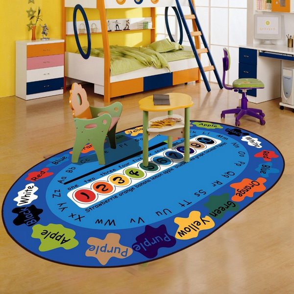 oval carpet in kids room with colors and numbers