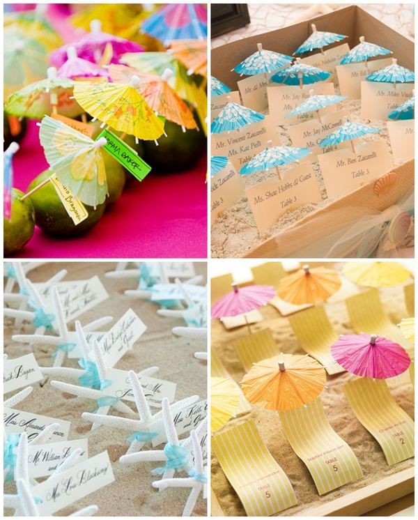 super easy DIY beach themed wedding ideas place cards
