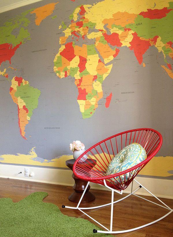 World map wall decorating ideas – 50 interior designs in different styles