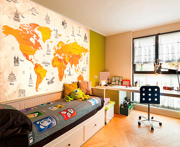 teen room map of the world wall decor furniture ideas