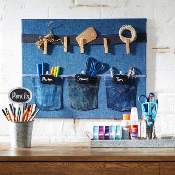 what to do from old jeans wall organizer for home office