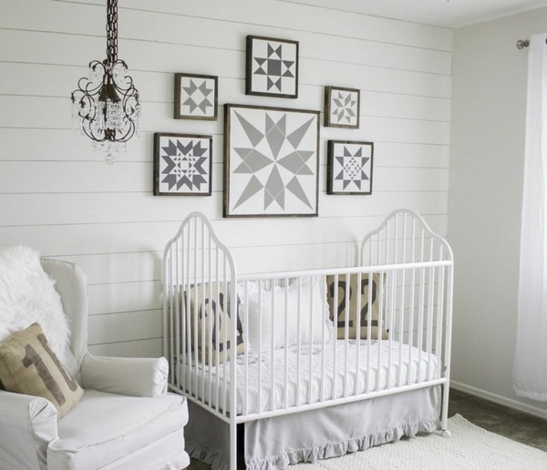 rustic decor ideas white baby nursery room with gray accents 