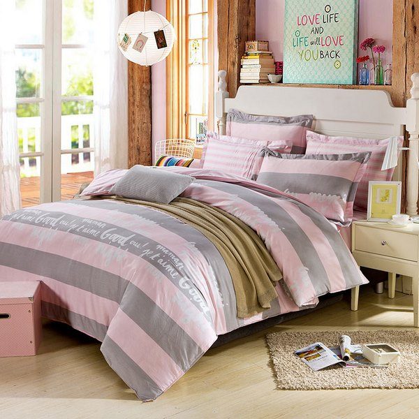 Beautiful grey and pink bedding set modern bedroom decorating ideas