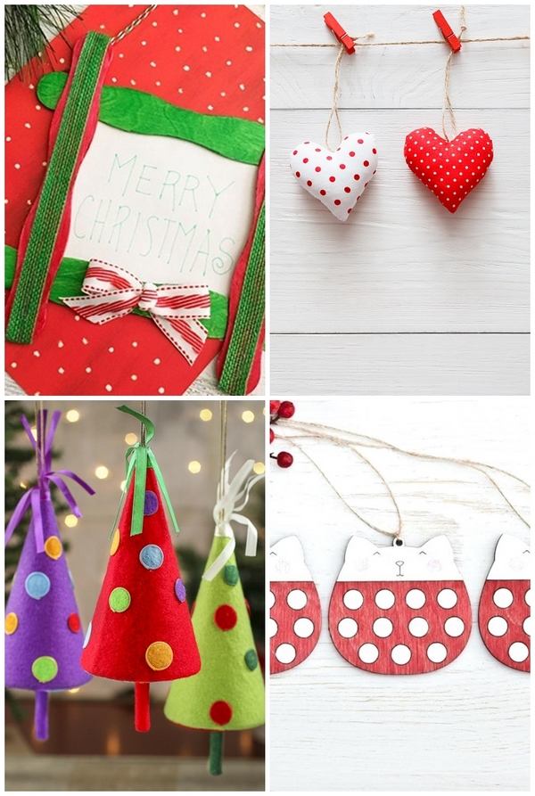 DIY Christmas ornaments with polka dot pattern
