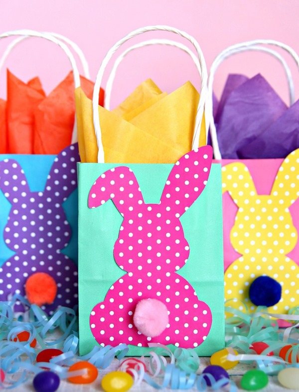 DIY polka dot bunny gift bags easter craft ideas