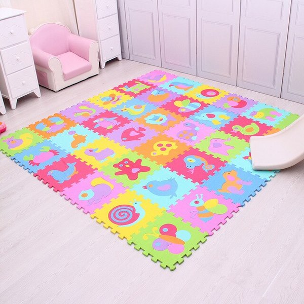 Foam puzzle mat with cartoons baby room flooring ideas