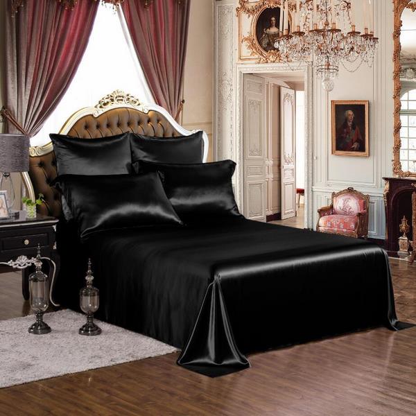 Silk bed linen luxury black bed sheet ideas