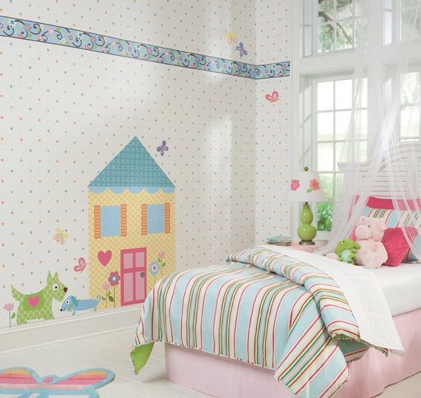 adorable rooms for kids with beautiful wall decoration