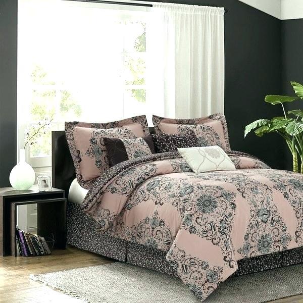 blush pink and gray bedding set comforter duvet bedroom design and decor ideas