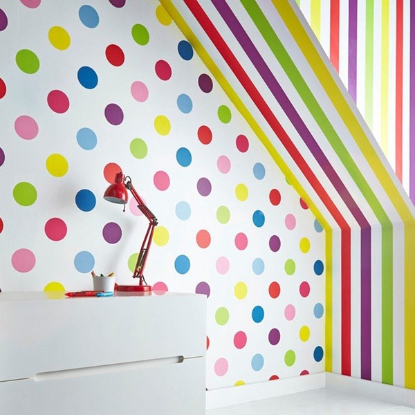colorful polka dots and stripes wall decor ideas