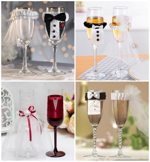 cute DIY Wedding Champagne Flute decorating ideas