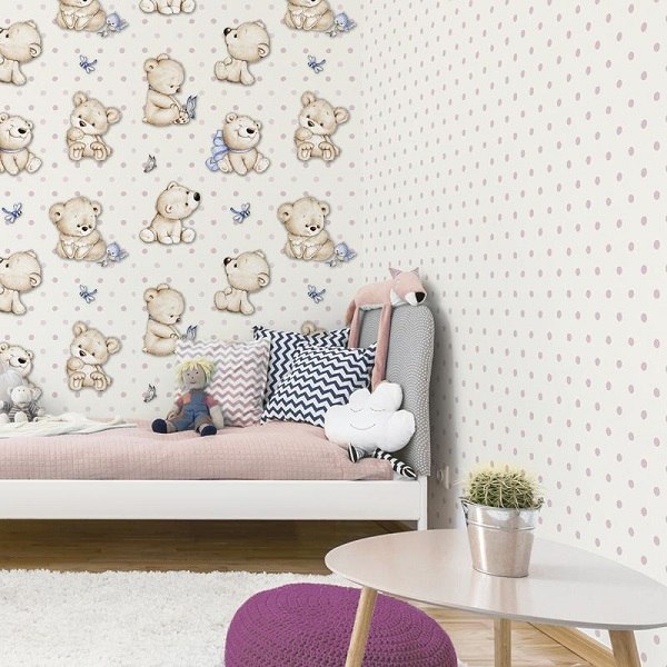 cute polka dot wallpaper and wall decal ideas for childrens bedrooms