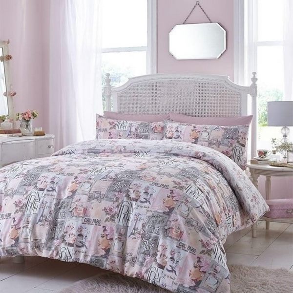 duvet set in pink and grey white furniture romantic bedroom design ideas