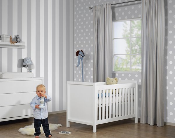 grey and white baby room design wall decor ideas combined wallpaper