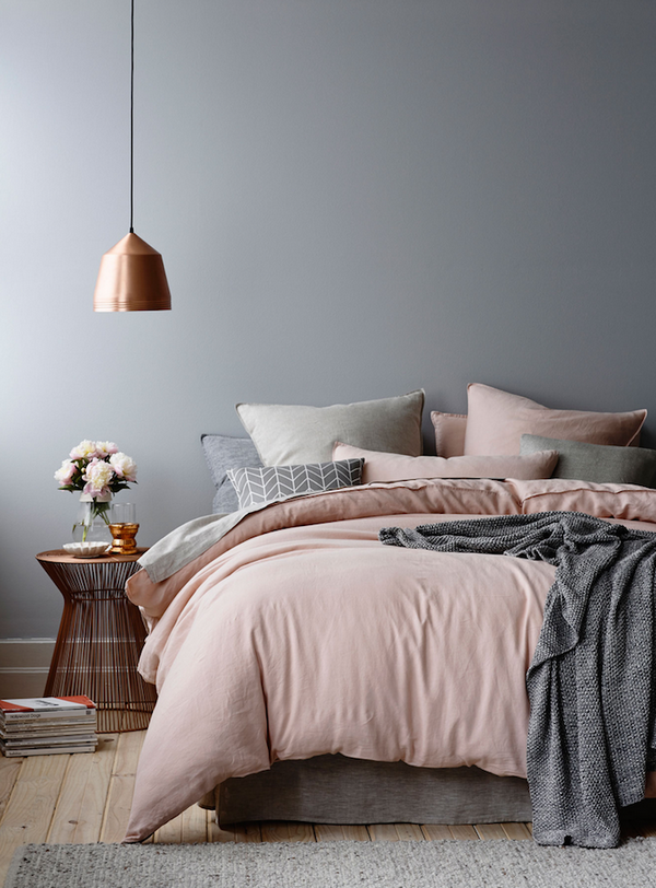 Pink And Gray Bedding Sets For Peaceful, What Color Duvet With Gray Sheets
