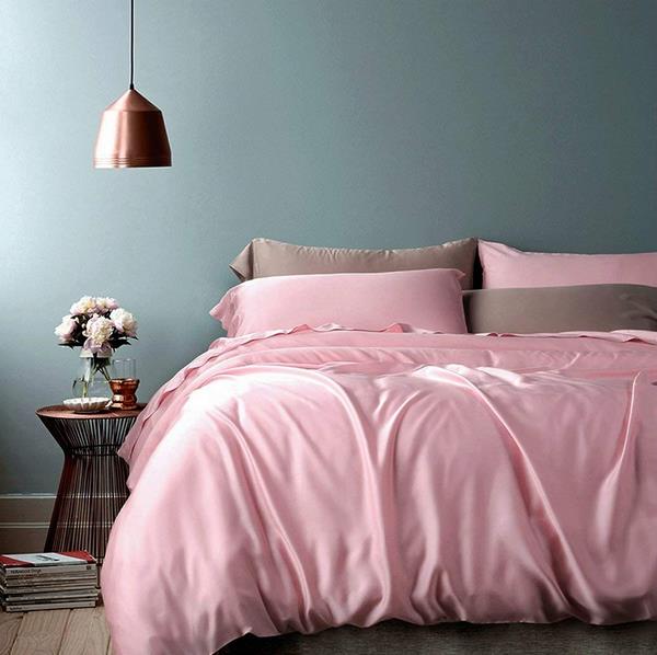 how to choose bed sheets color pink comforter pillows gray wall color