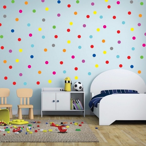 kids rooms wall decor dots in bright colors