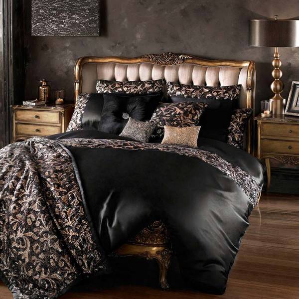luxurious bedding sets black and gold bedroom decor ideas