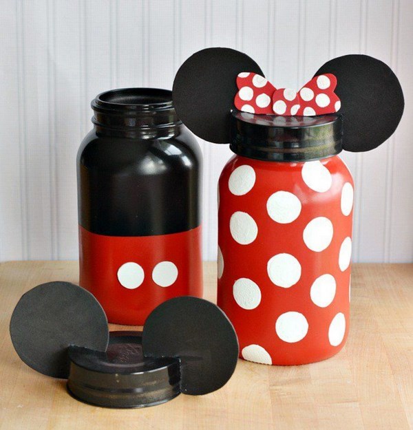 mason jar craft ideas mickey and minnie