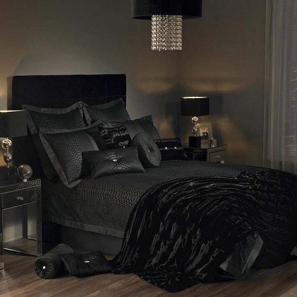 modern dark bedroom ideas black bed sheets pros and cons