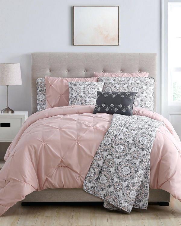 pink and grey comforter sets