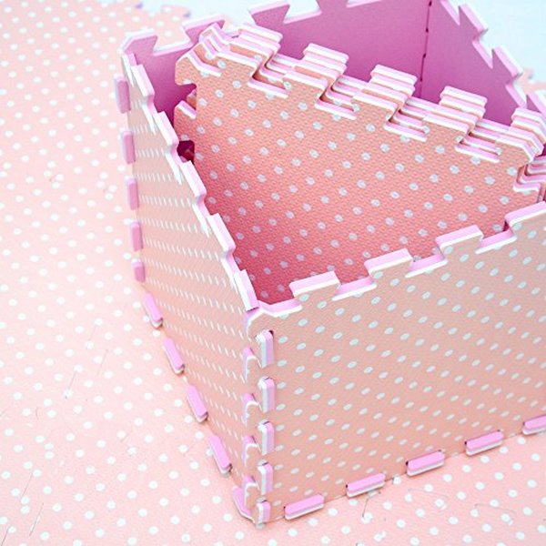 pink polka dot soft foam interlocking puzzle mat tiles 