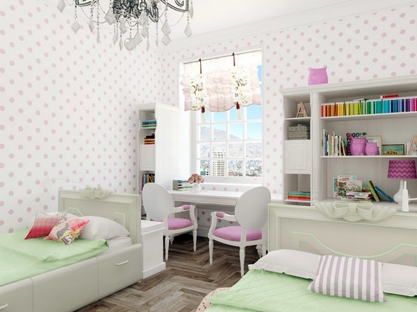polka dot wall decorating ideas pastel pink and white