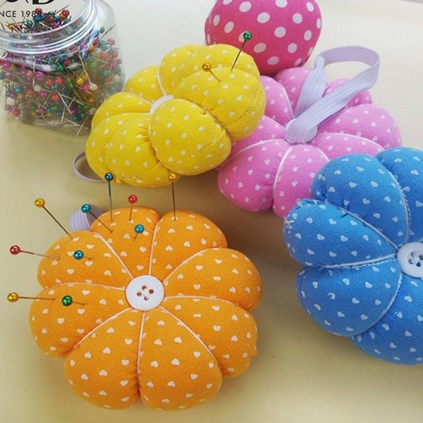 super cute DIY polka dot pin cushions