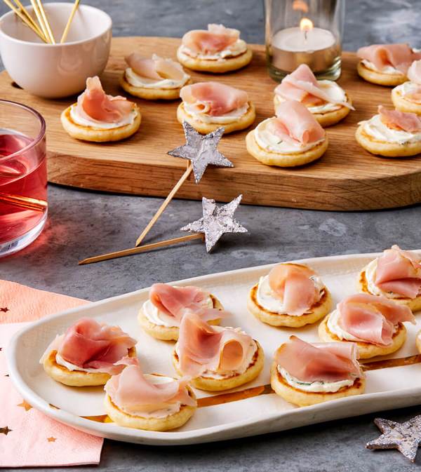 Christmas brunch ideas Ham and Cheese Blinis