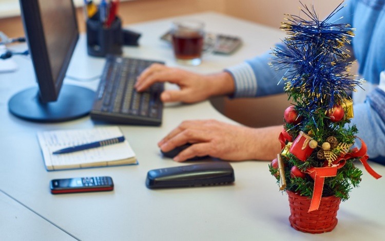 Christmas office decorating ideas mini tree for the desk