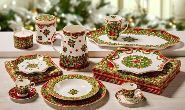 festive table decorating ideas Christmas themend tableware 