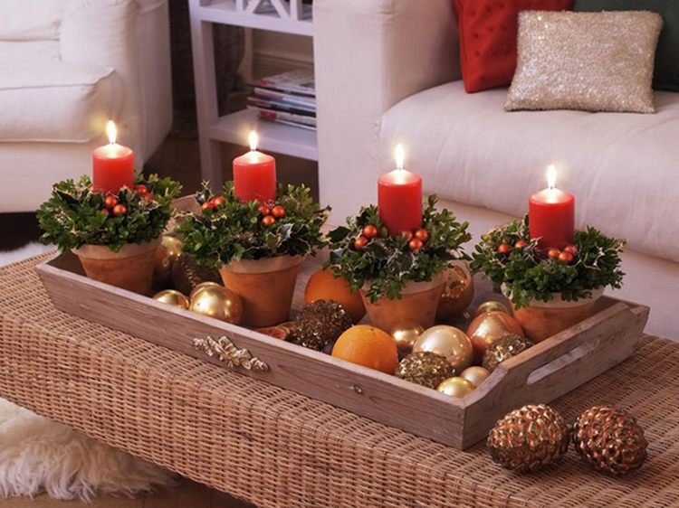  festive home decor ideas DIY flower pot Christmas candle holder