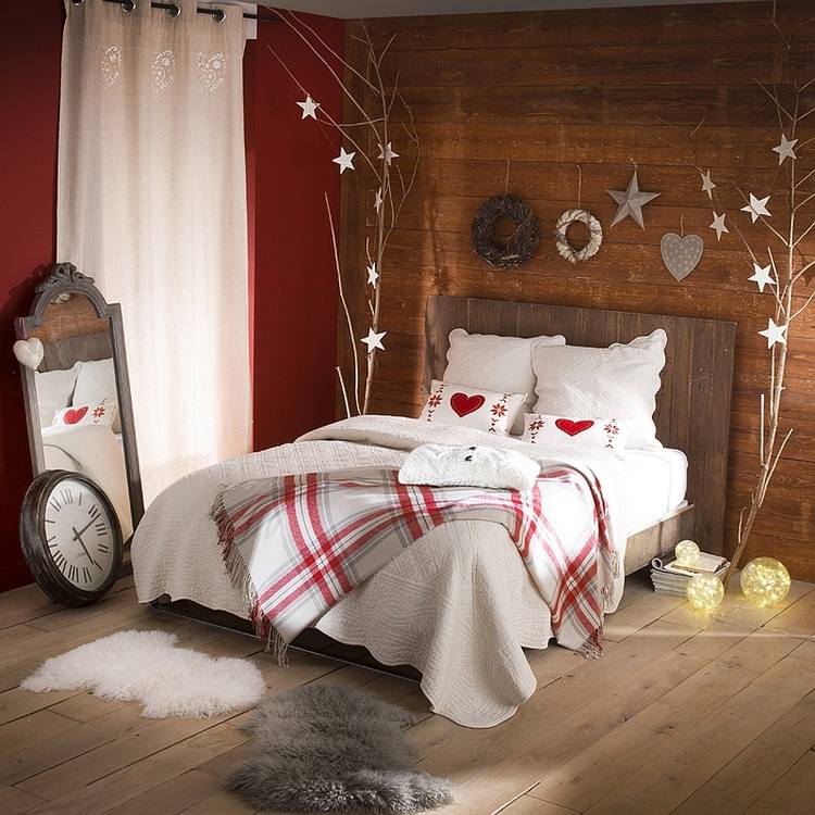 Gorgeous Christmas bedroom decor idea rustic style ideas