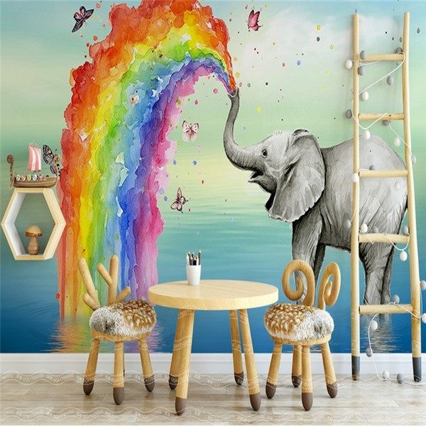 home decor ideas photo wallpaper for nursery room with cartoons animals 