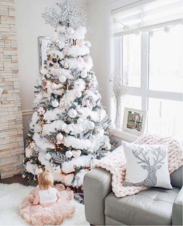 All white Christmas decor ideas  chic winter atmosphere