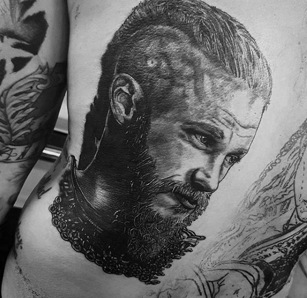 back tattoo ideas for men with ragnar lothbrock design
