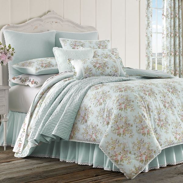 bed sheets with floral print comforter set pale pastel blue color