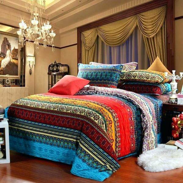 bohemian style bed sheets comforter set pillows