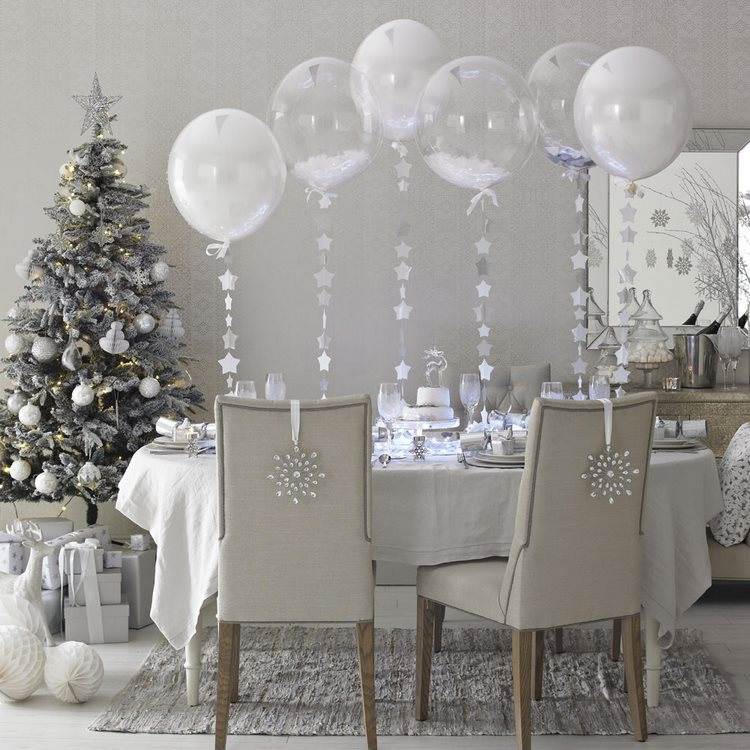 original white christmas dininig room and table decoration ideas